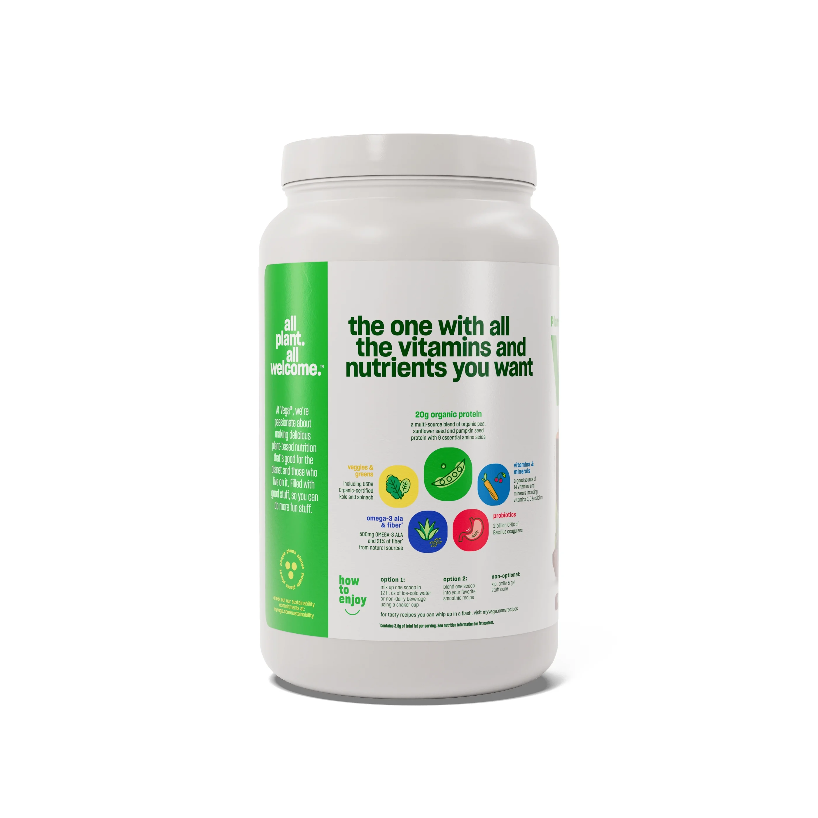 Vega Plant Based Non Dairy Protein Powder, Chocolate, 1.93 Pounds, 19 Servings