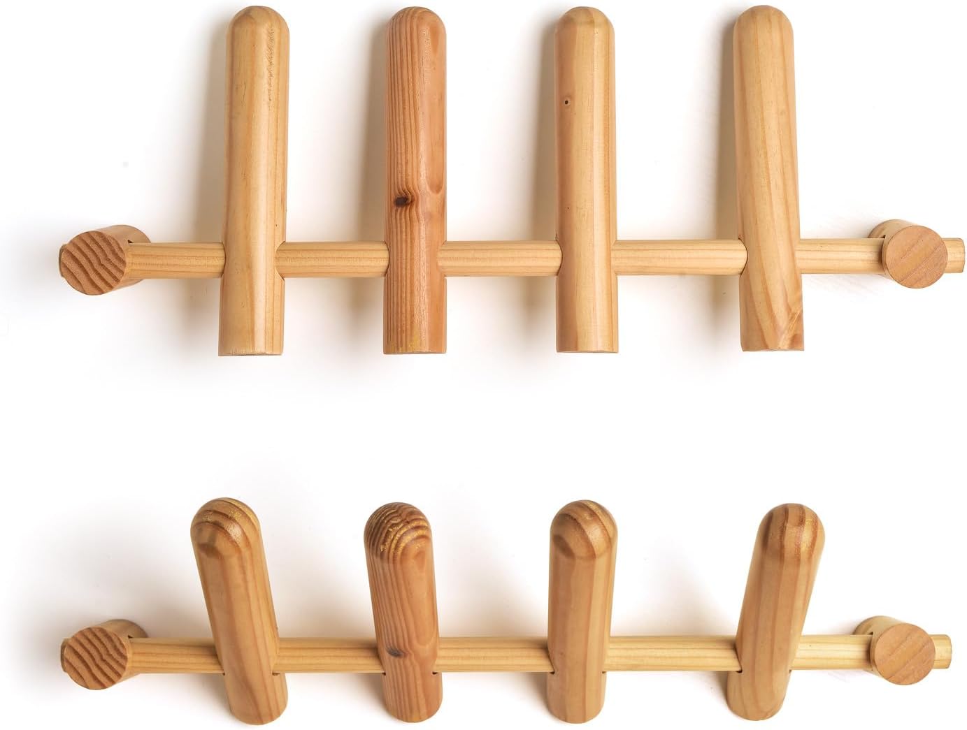 Wooden Wall Mounted Coat Rack,Wall Coat Rack Wood Coat Hooks for Entryway,Bedroom,Bathroom-4 Pegs Wood Wall Hook for Hanging Clothes Robes Towels Hats
