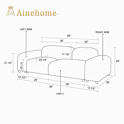A Ainehome Living Room Furniture Sectional Sofa Modern Microfiber Couch White Sofas for Living Room Sets(B-White)