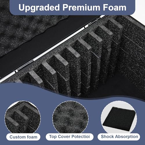 Vinyl Record Storage Case Box Holds 100 Records | High-Density Protective Foam | Record Storage Crate with Lid & 3 Handles | Valuable LP Albums Organizer Cases Collection Records 7/10/12 Inch