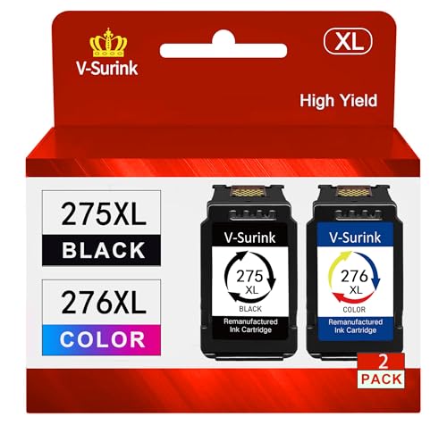 High-Yield 275XL 276XL Ink Cartridges Replacement for 275 276 275XL 276XL PG-275 XL CL-276 XL PG275 CL276 to use with TS3500 TS3522 TS3520 TR4720 TR4722 Printer(1 Black, 1 Tri-Color)