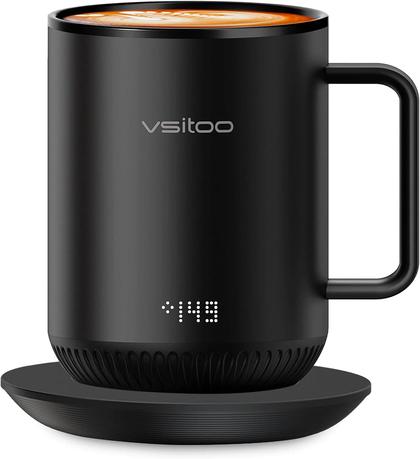 vsitoo S3 Temperature Control Smart Mug 2 with Lid, Self Heating Coffee Mug 10 oz, LED Display, 90 Min Battery Life - App&Manual Controlled Heated Coffee Mug - Improved Design, Coffee Gifts, Black
