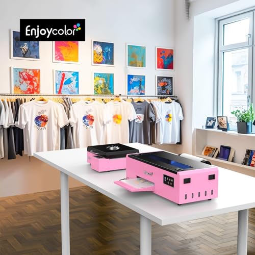 EnjoyColor A4 DTF Printer and Oven, DTF Transfer Printer Machine for Dark and Light Fabric Printing (A4 DTF Printer+A4 Oven+Software+5x250ml Ink+A4 DTF Film)