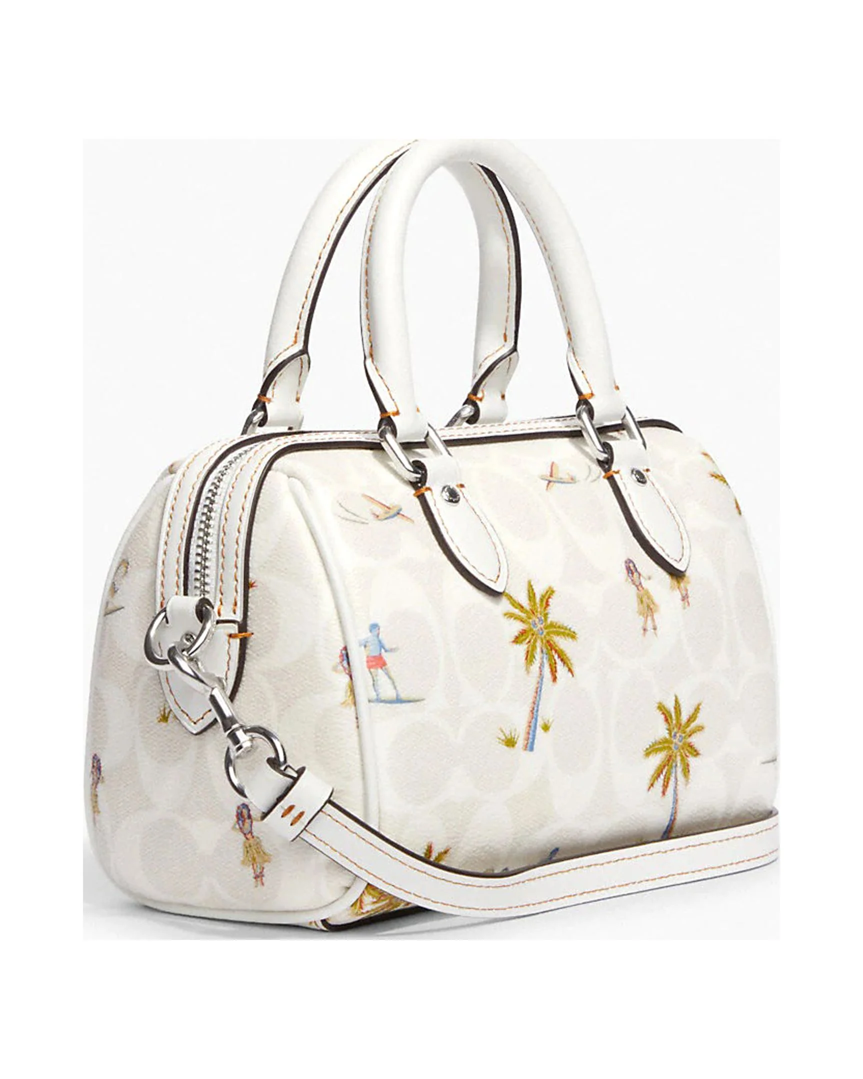 Coach Women's Mini Rowan Crossbody Bag In Signature Canvas With Hula Print (Chalk / Glacier White Multi)
