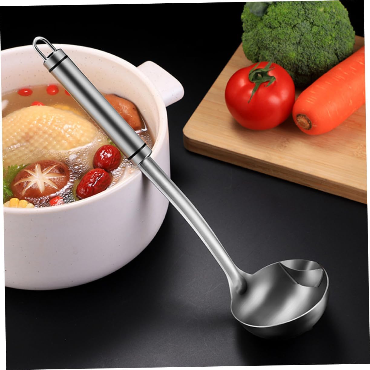 1pc 304 Stainless Steel Oil Filter Spoon Oil Strainer Spoon Sauce Ladle Cooking Oil Filter Spoon Kitchen Gadget Cooking Ladle Spoon Soup Colander Hot Pot Kitchen Oil