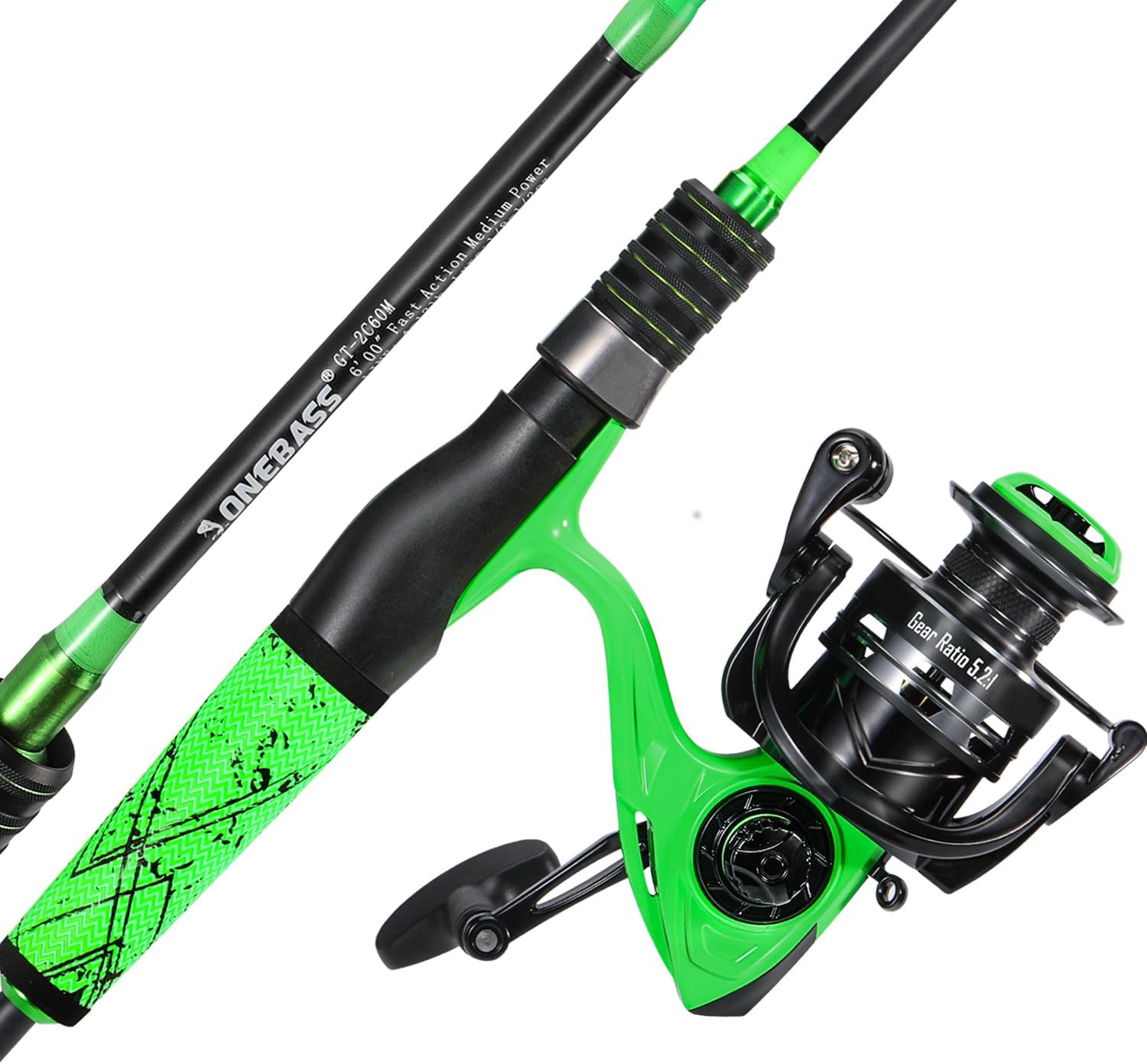 One Bass Fishing Rod and Reel Combo, Spinning Combo with SuperPolymer Handle