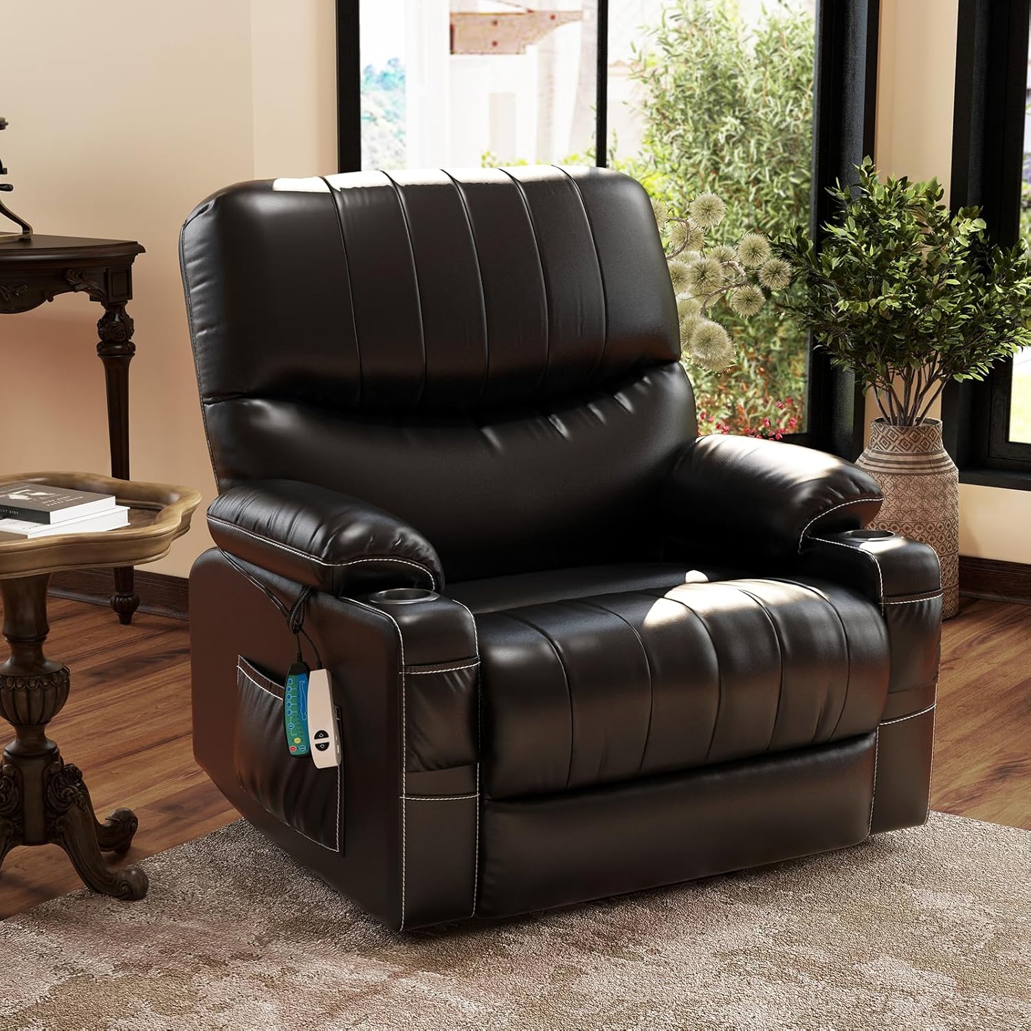 Large Lift Chair, Oversized Power Lift Recliner Chair for Elderly, Lift Chair Recliner for Elderly with Heat and Massage, Faux Leather Lift Chair with Cup Holders, USB Ports, Infinite Position