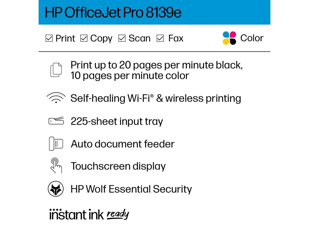 HP OfficeJet Pro 8139e All-in-One Printer with 1 Year of Instant Ink with HP+