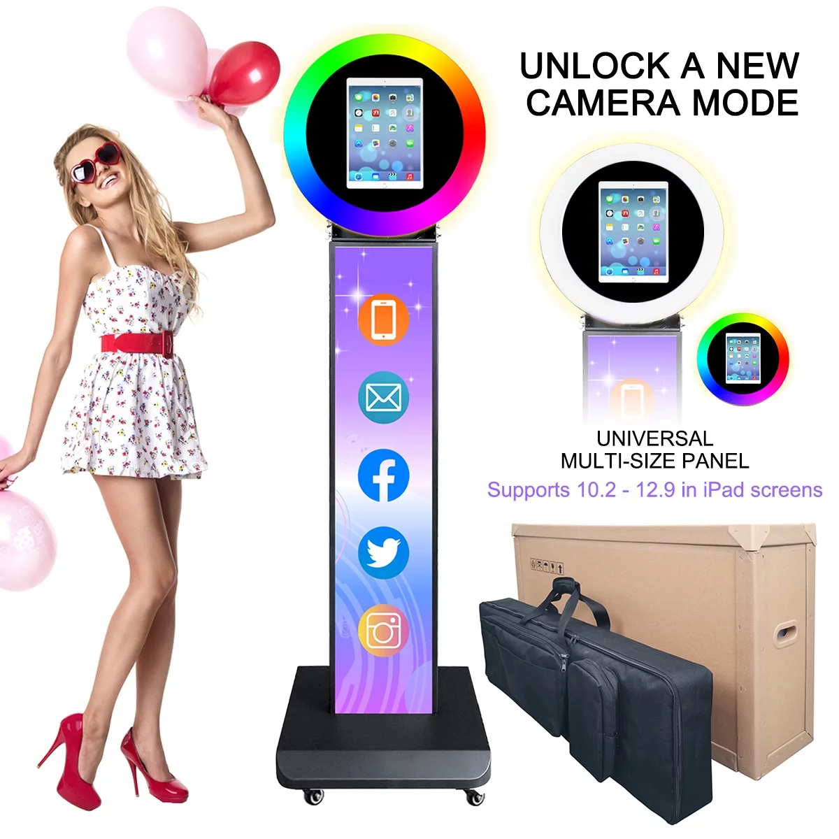 IPad Photo Booth Selfie Photobooth Machine with Portable Tote Bag,Compatible with iPad 10.2