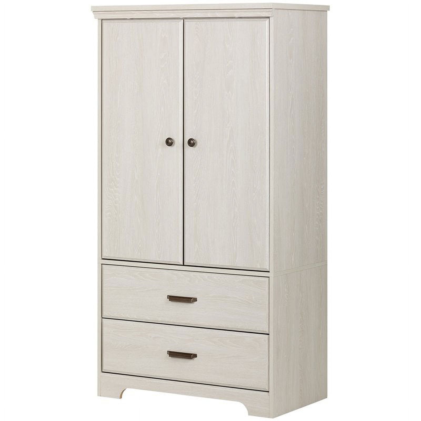 Pemberly Row 2-Drawer and Door Traditional Wood Armoire in Oak