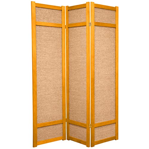 Oriental Furniture 6 ft. Tall Jute Shoji Screen - 3 Panel - Honey(B)