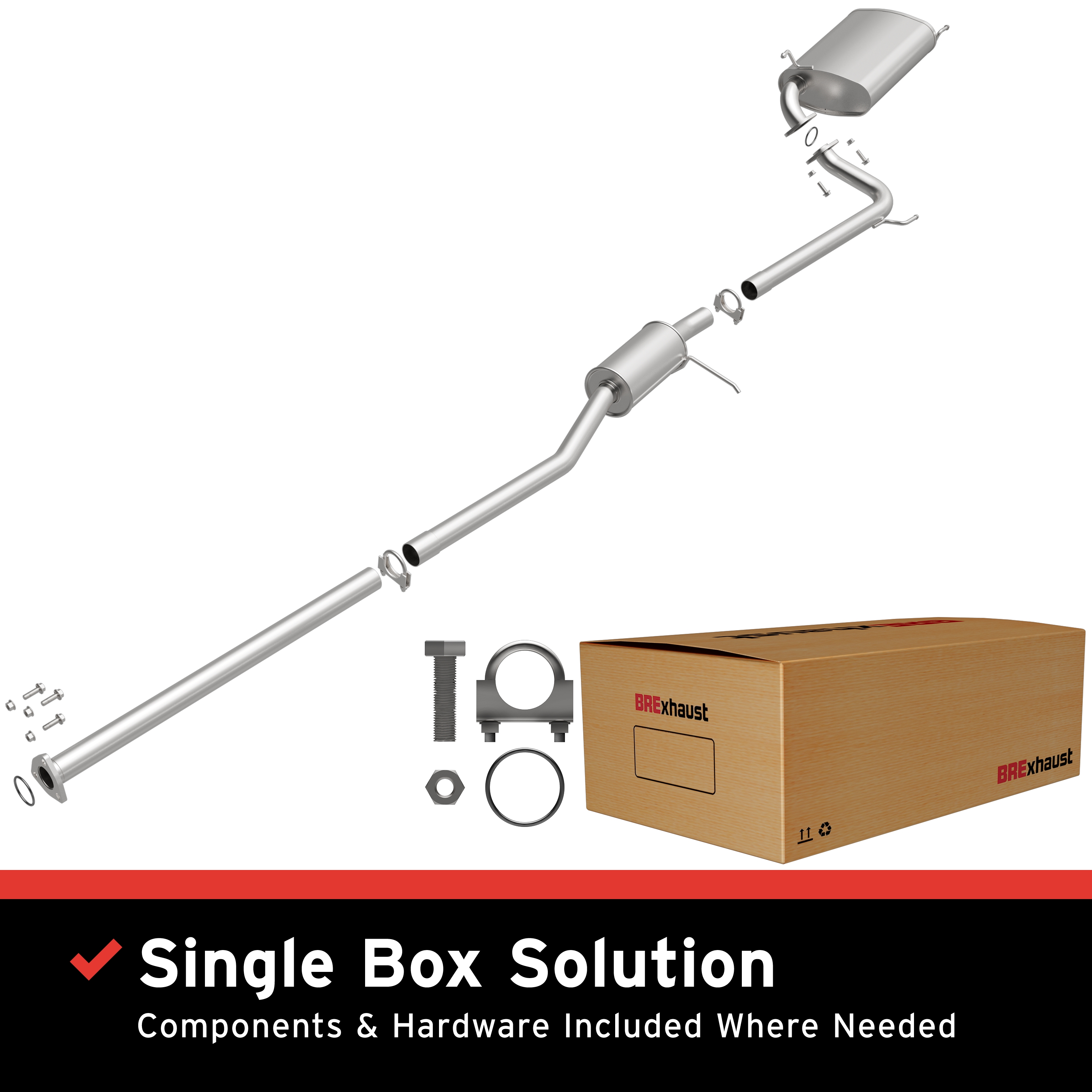 BRExhaust Direct-Fit Replacement Exhaust System 106-0096: For 1998-2002 Honda Accord 2.3L