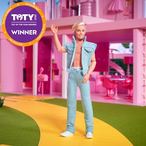Barbie The Movie Collectible Ken Doll Wearing All-Denim Matching Set with Original Ken Signature Underwear