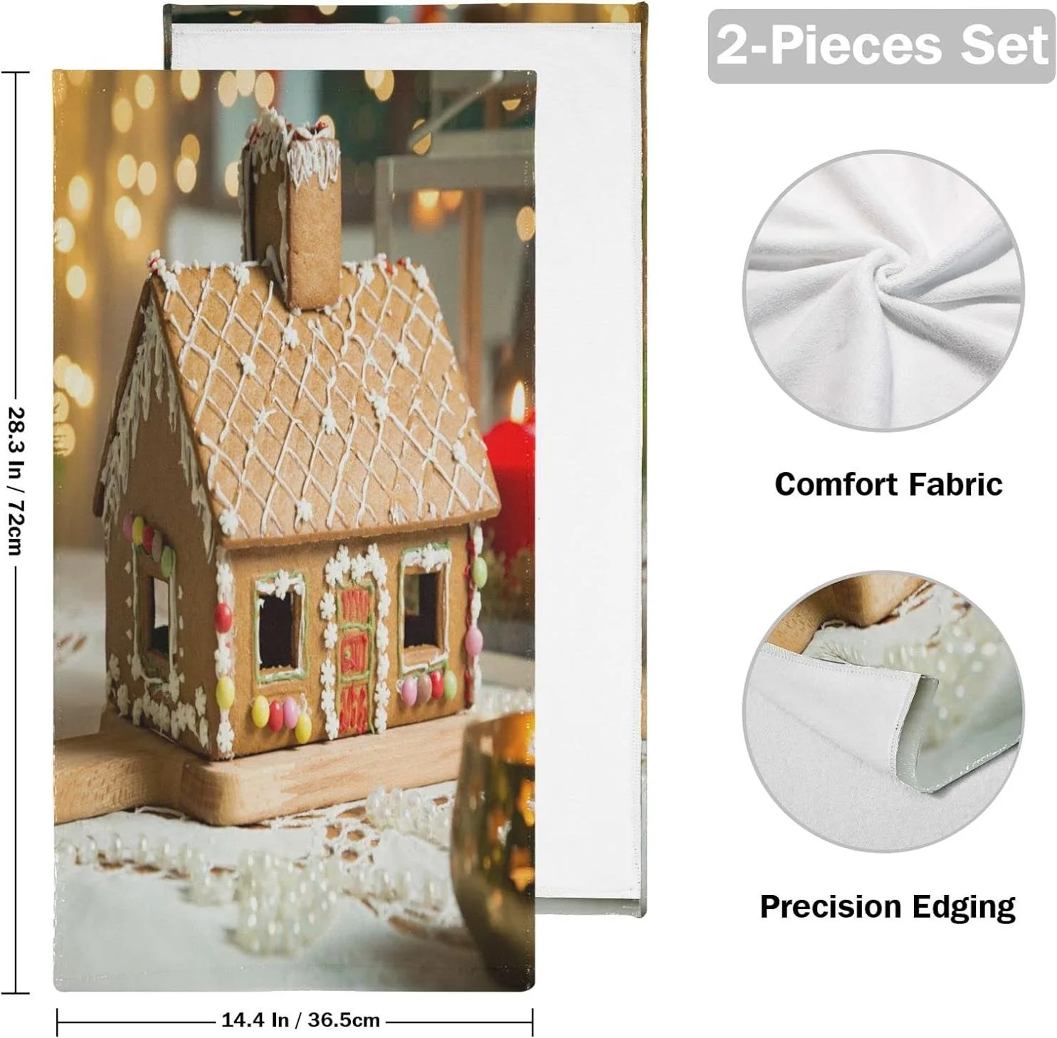 Gingerbread House Hand Towels 2 Pack, Christmas Decor Kitchen Towel Ultra Soft and Highly Absorbent,Decorative Fingertip Face Towel for Bathroom Hotel 28x15in
