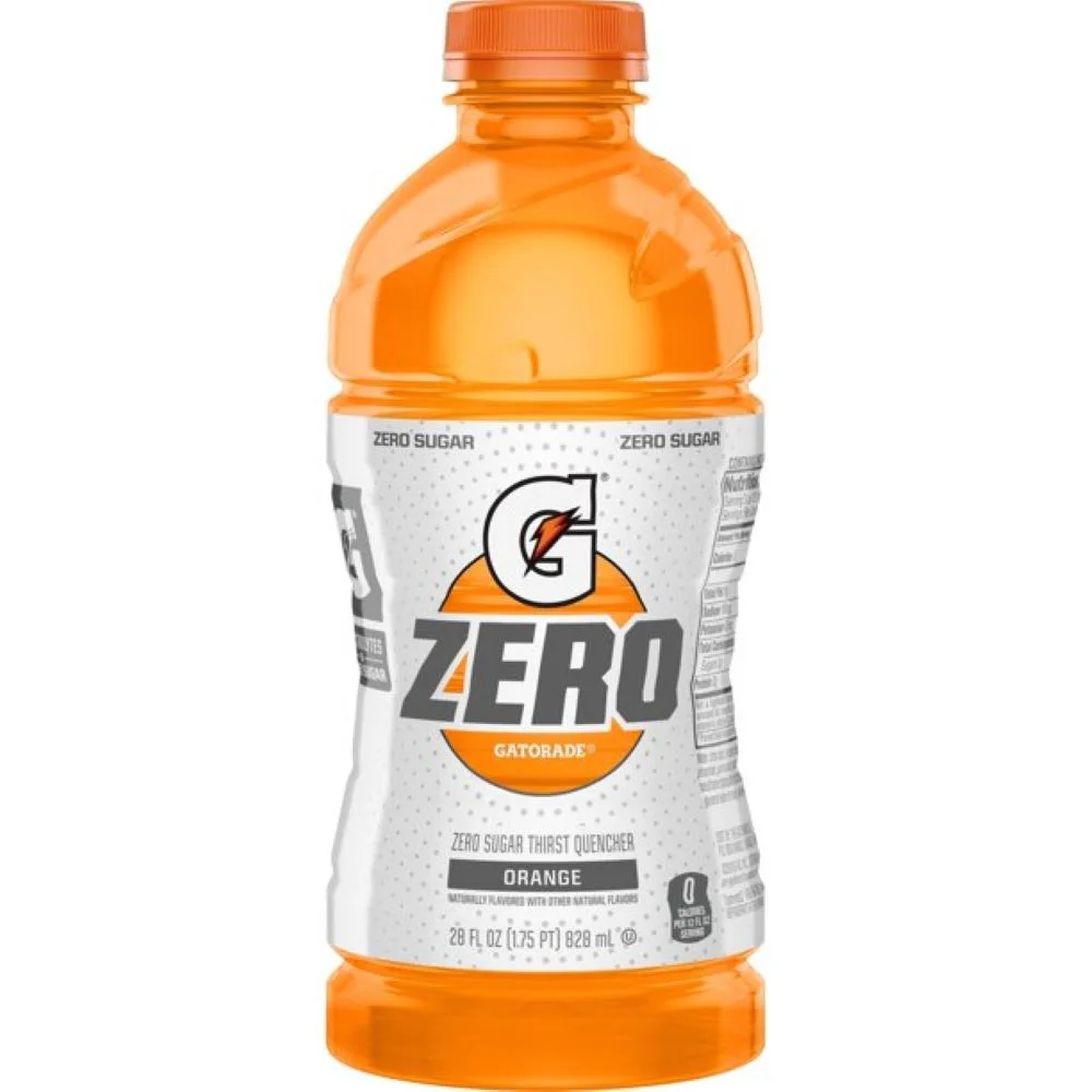 Gatorade Zero Orange Thirst Quencher Sports Drink, 28 oz Bottle, Quantity of 8