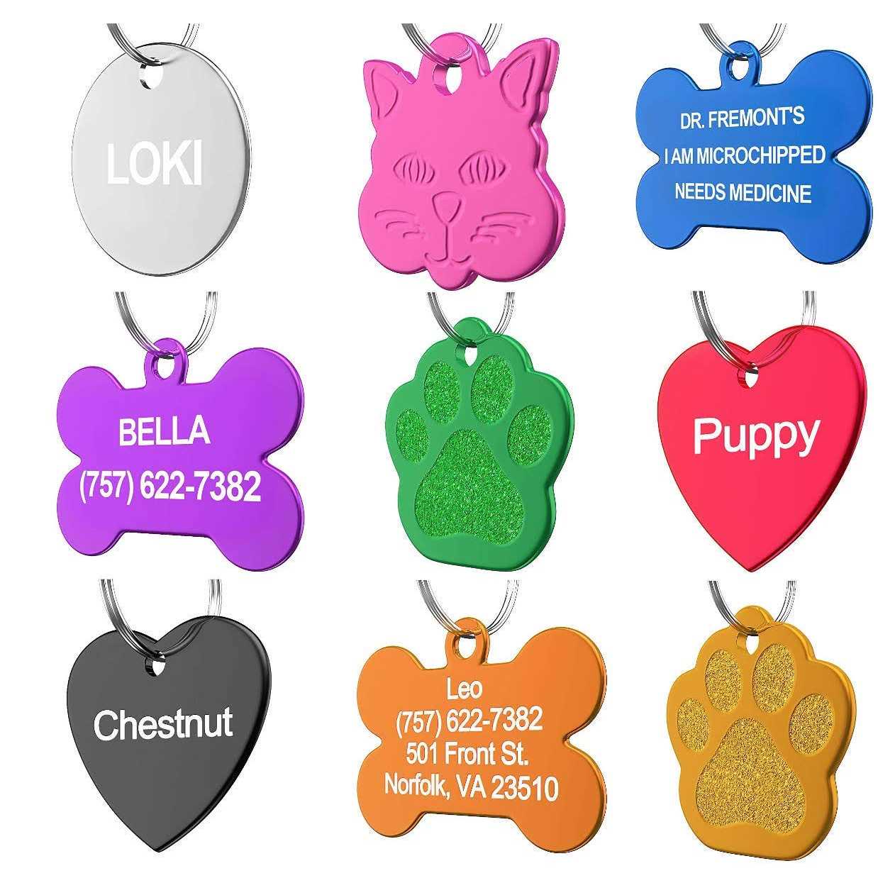 Pet ID Tag Custom for Dog Cat Personalized Many Shapes and Colors to Choose from - Pet Supplies online store