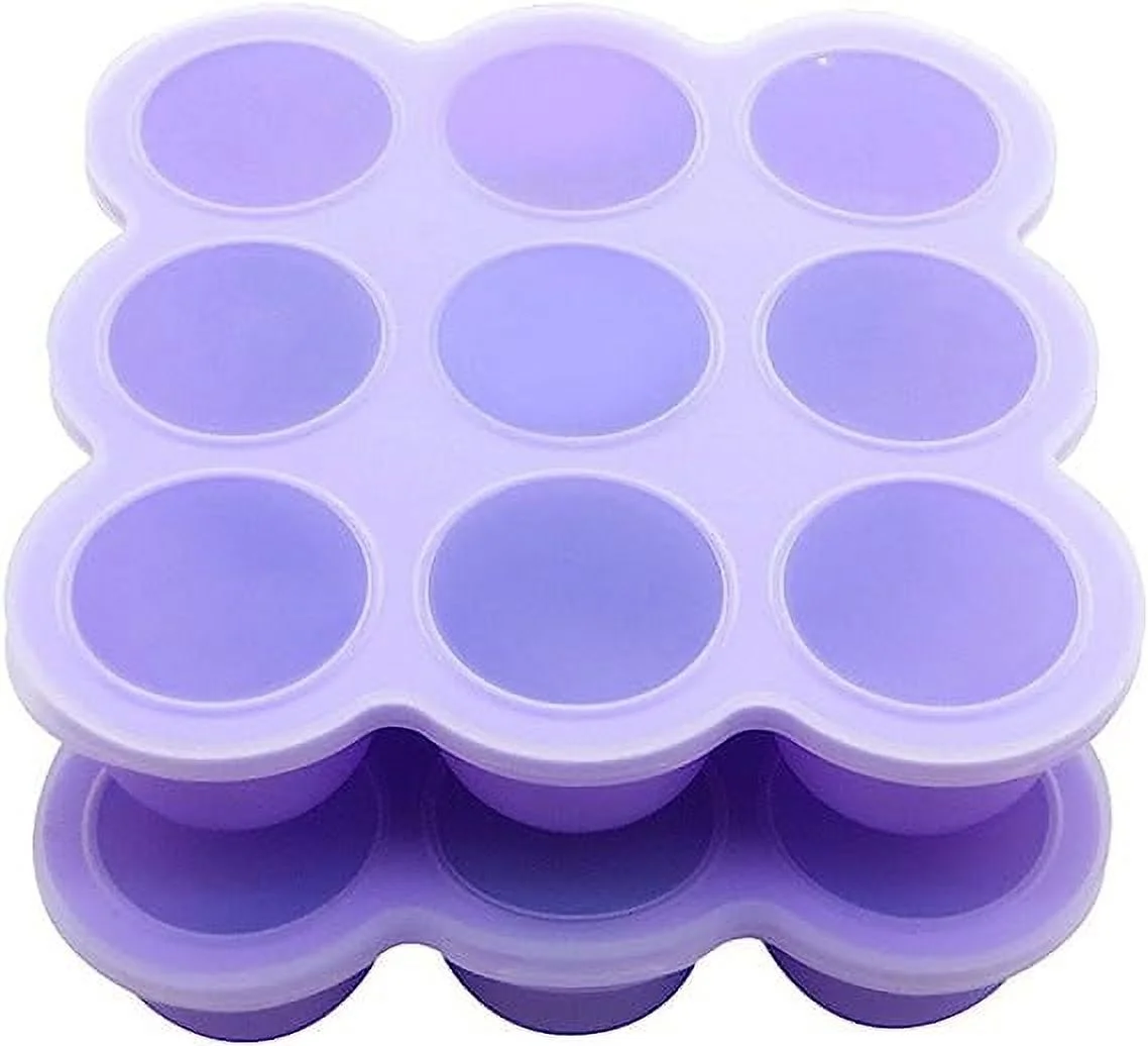 Zhuge Egg Poachers Silicone Egg Bites Molds - Fits Instant Pot 8 qt Pressure Cooker, 9Cups Baby Food Storage Freezer Trays with Silicone Clip-On Lid (pack of 2)