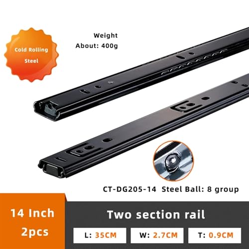 Sliding Rail Linear Bearing Slider Cold Rolled Steel Drawer Slides 8~20Inch Close Drawer Track Rail Sliding Two-Section Cabinet Slides Furniture Hardware(DG205 16 Inch)