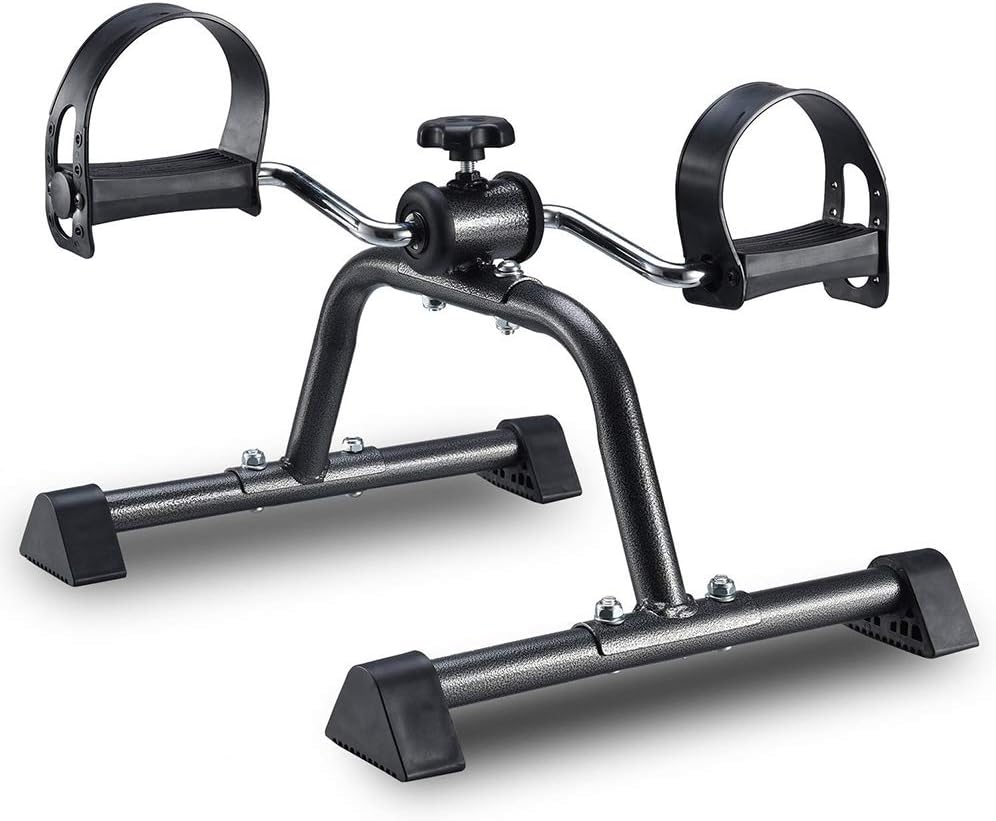 Medical Folding Pedal Exerciser,Portable Exercise Bike Chrome Frame Exercise Pedals For Arms And Legs Workout Under Desk Mini Cycle Bike Black 120kg Support