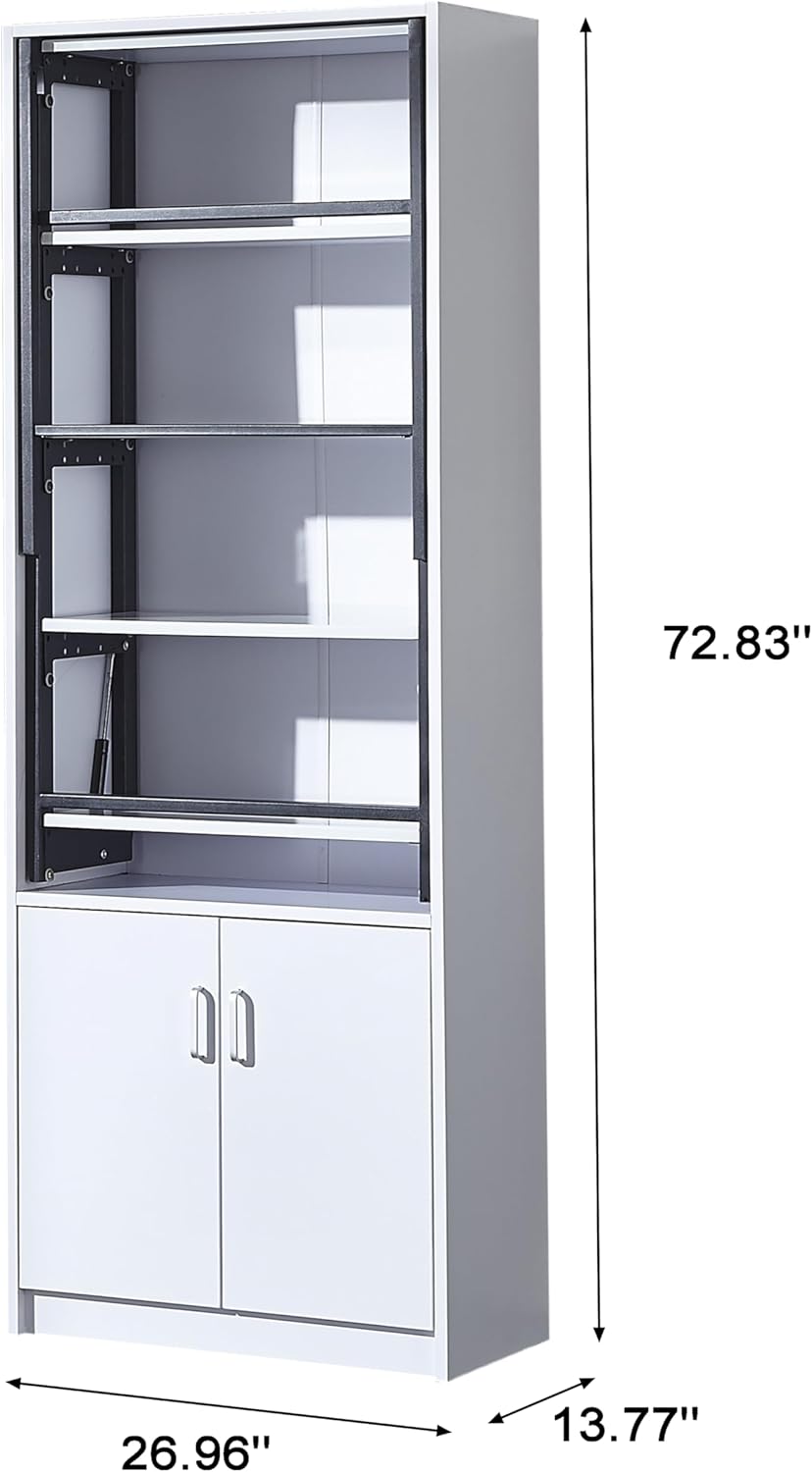Wall Mounted Fold Out Desk,Fold Out Convertible Floating, Large Fold-Out Convertible Writing Table in Home,Space Saving Multi-Function Murphy Desk, Table with Storage Area,White