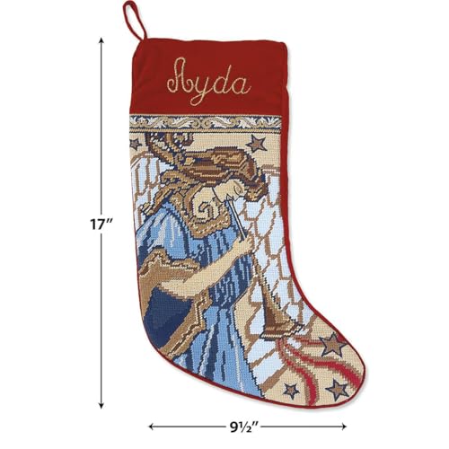 Lillian Vernon Santa Personalized Heirloom Christmas Needlepoint Stocking Stocking, 100% Wool, 9.5