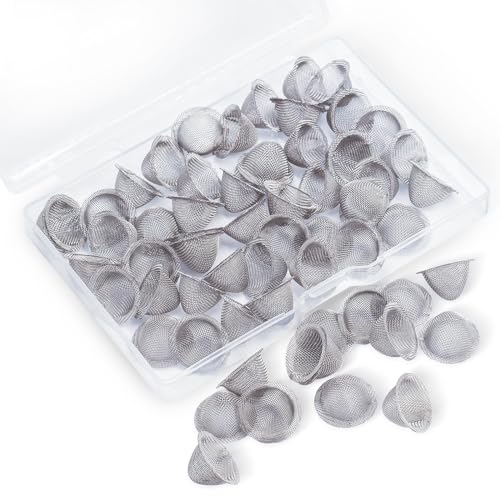 Pipe Screens 50 Pieces 3/4 Inch 100% Stainless Steel Mesh, 0.75 Inch Tapered Design Clean Screens, Adjustable Size, with a Storage Box