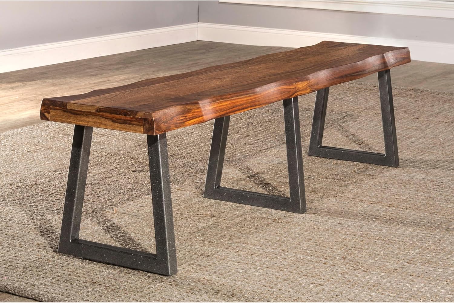 Hillsdale Furniture Emerson Wood Rectangle Dining Table Metal Base in Gray Powder Coat
