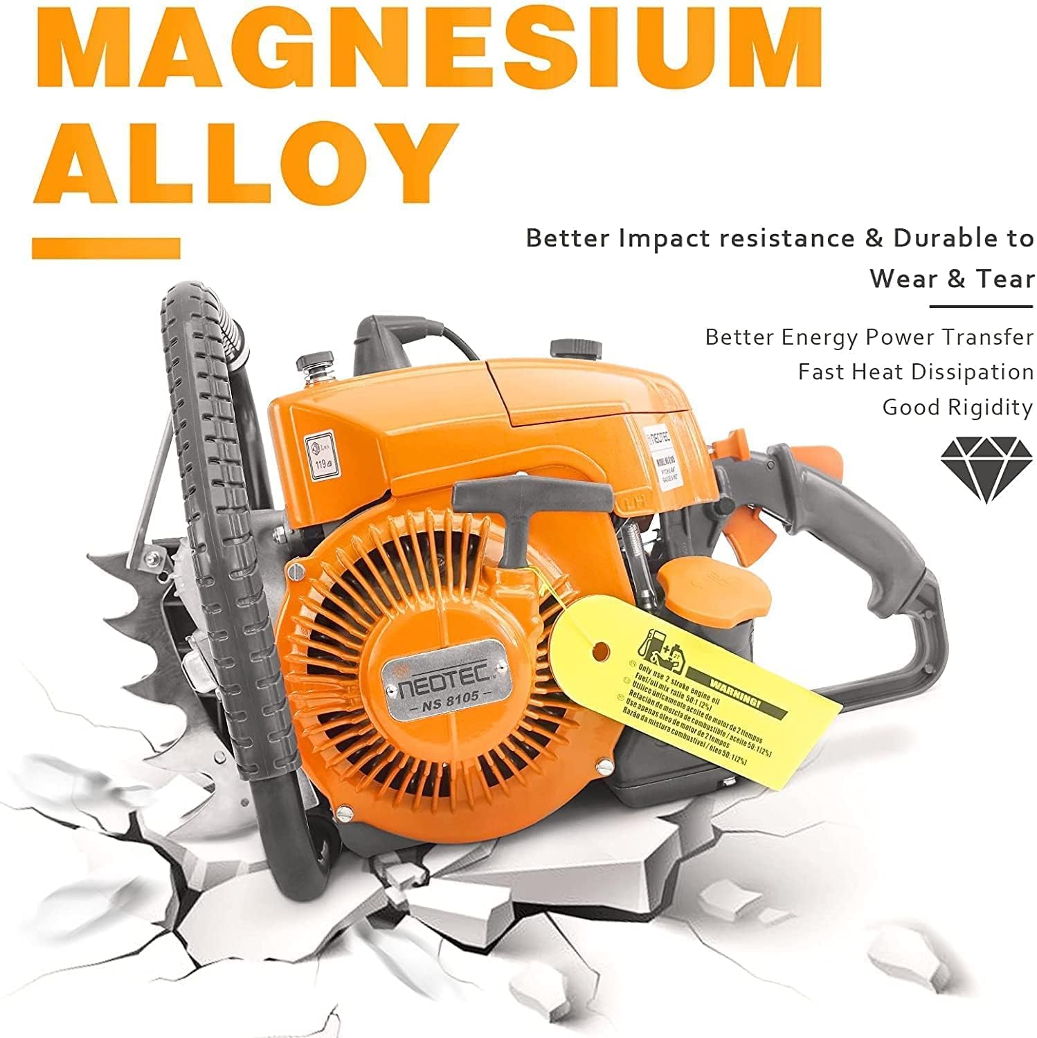 NEO-TEC NS8105 36 inch Gas Chainsaw with Guide Bar Chain,2-Cycle Power Head 105cc Power Chain Saw 4.8KW 6.5HP Gasoline Chainsaws,All Parts Compatible with G070 070 090