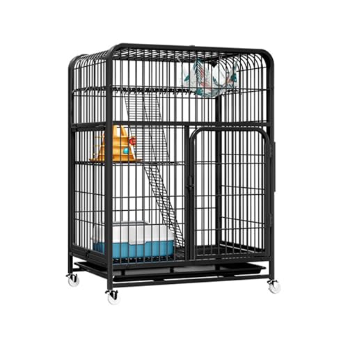 Large Cat Cage Indoor: 3-Tier Metal Cat Enclosure - Ferret Cage with Wheels