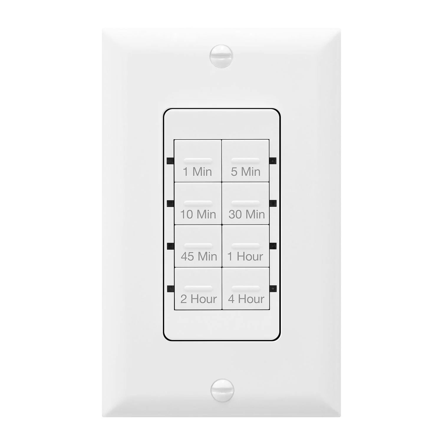 TOPGREENER Countdown Timer Switch, in-Wall Electrical Switch for Fans, Lights, Ventilation, 1-5-10-30-45 min, 1-2-4 hr, 600W LED, 1/2HP, Neutral Wire Required, UL Listed, TGT08-4-W