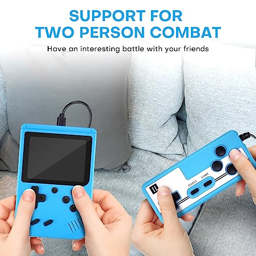 Handheld Game Console with Classical Retro Single and 2 Players, 3.0 Inch Kids Screen Portable Retro Video Game Console Support TV Connection(Blue-800 Games)