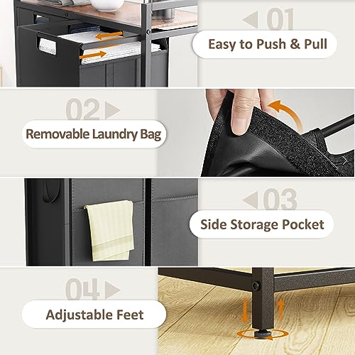 Laundry Hamper 3 Section with Shelf, Laundry Basket Organizer with 3 Removable Laundry Sorter Bags, 3 × 10 Gallons (38L) Laundry Organization for Laundry Room, Bathroom, Bedroom White