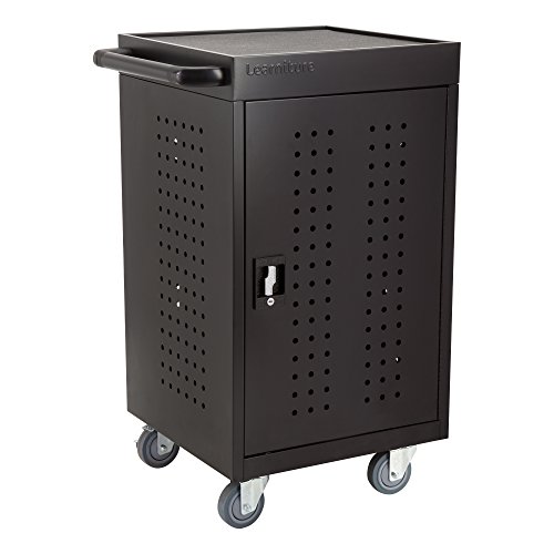 Learniture Structure Series 30-Device Mobile Charging Station for Laptops and Tablets, Lockable Charging Cart with Wheels for 30 Tablets/Chromebooks, Black