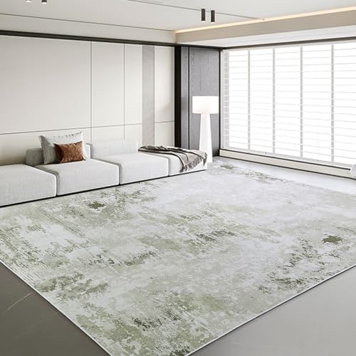 HOMBYS 10x14 ft Modern Area Rug for Living Room Bedroom, Large Abstract Floor Carpet with Non-Slip Backing for Indoor Office Dining Room, Boho Farmhouse Home Deco, Machine Washable, Light Coffee