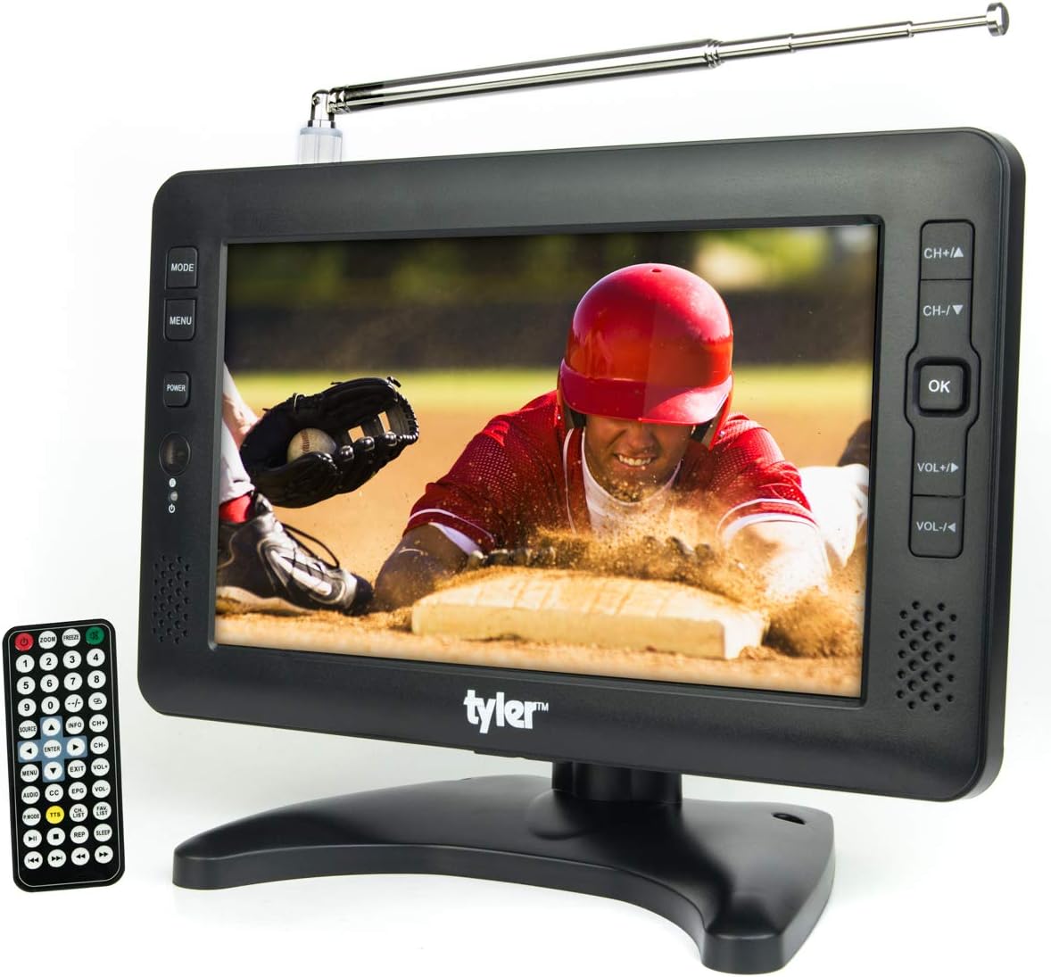 Tyler 9 Portable TV LCD Monitor Rechargeable Battery Powered Wireless Capability HD-TV, USB, SD Card, AC/DC, Remote Control Built in Stand Small for Car Kids Travel