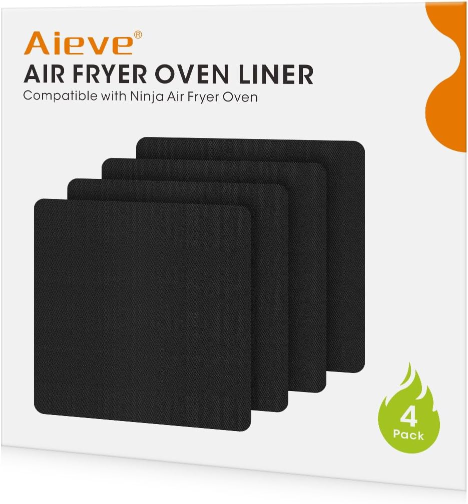 AIEVE Air Fryer Oven Liners, 4 Pack Non-stick Mat Baking Compatible with Ninja Foodi SP101 SP201 SP301 Fry Toaster Microwave Bottom of Gas & Electric