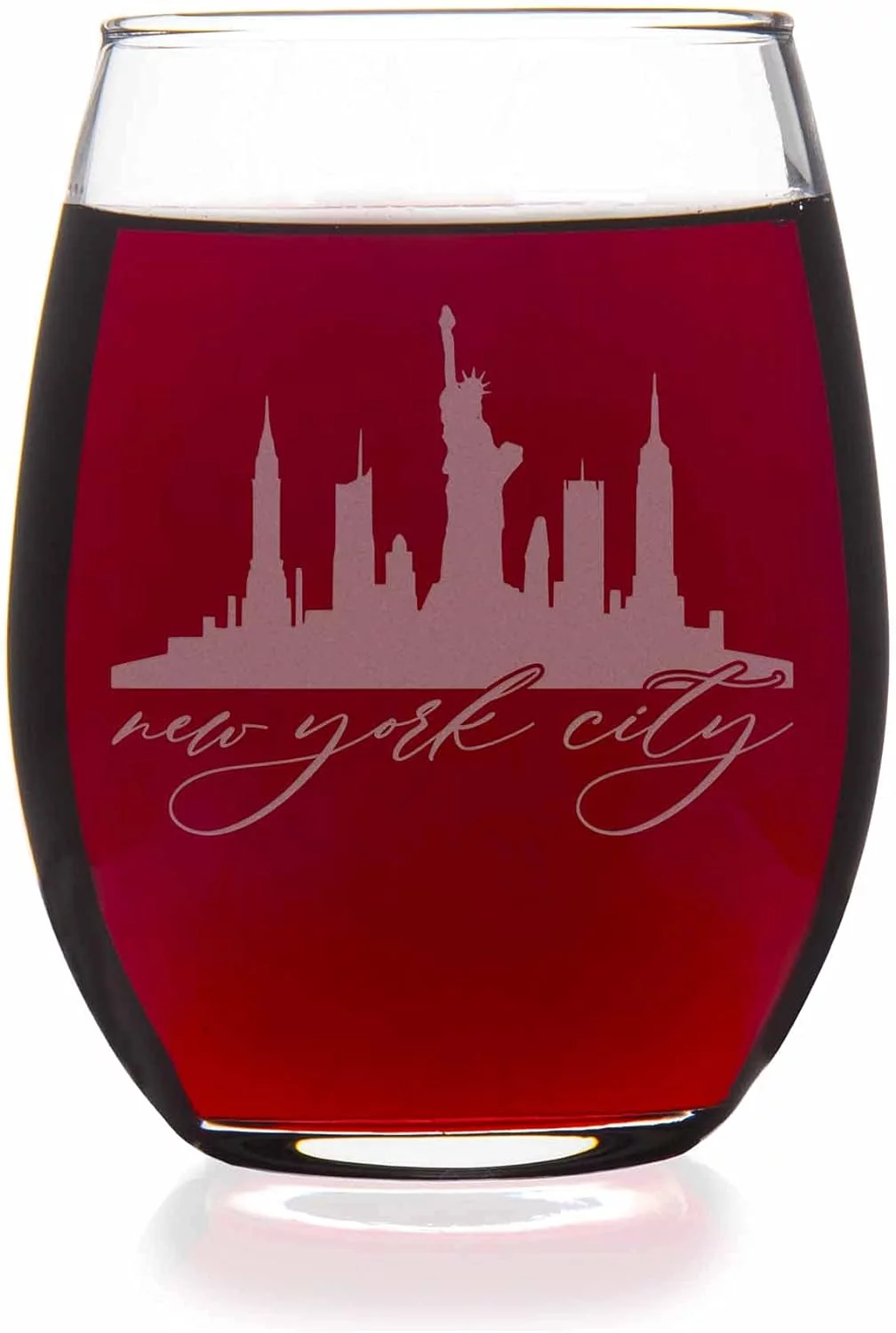 New York City Skyline Stemless Wine Glass - New York City Gift, Nyc Gift, I Love New York Gift, New York City Wine Glass, Nyc Wine Glass