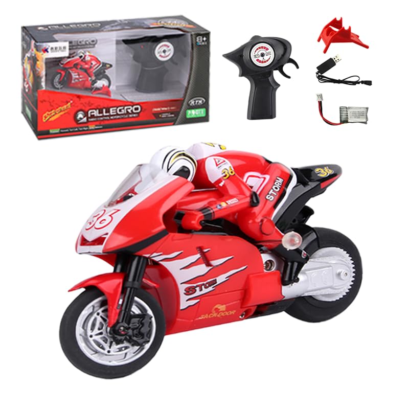Mini Jump RC Motorcycle for Adult, Simulation Electric Remote Control Motorcycle, High Speed RC Stunt Drift Bike Racing Vehicle Model Gift