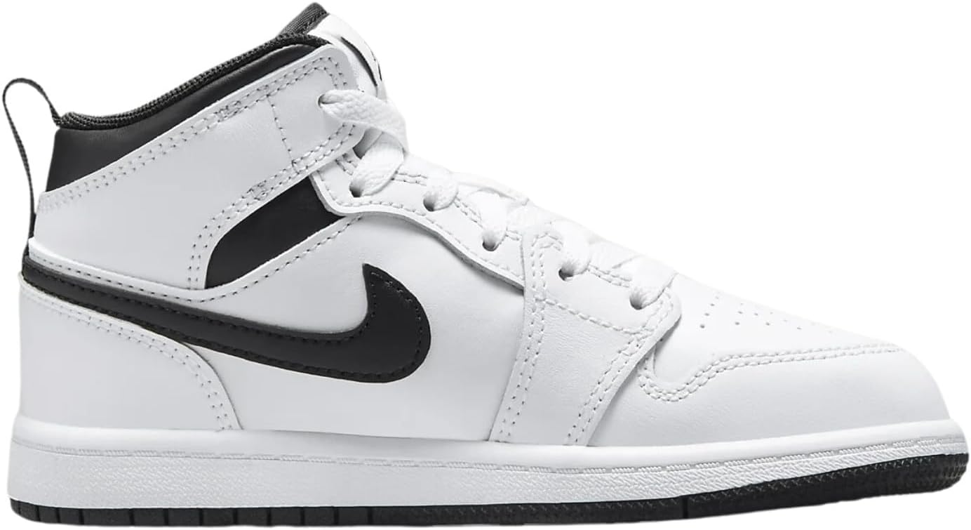 Nike Jordan 1 Mid Little Kids Shoes Size-2, White/Black-white-black