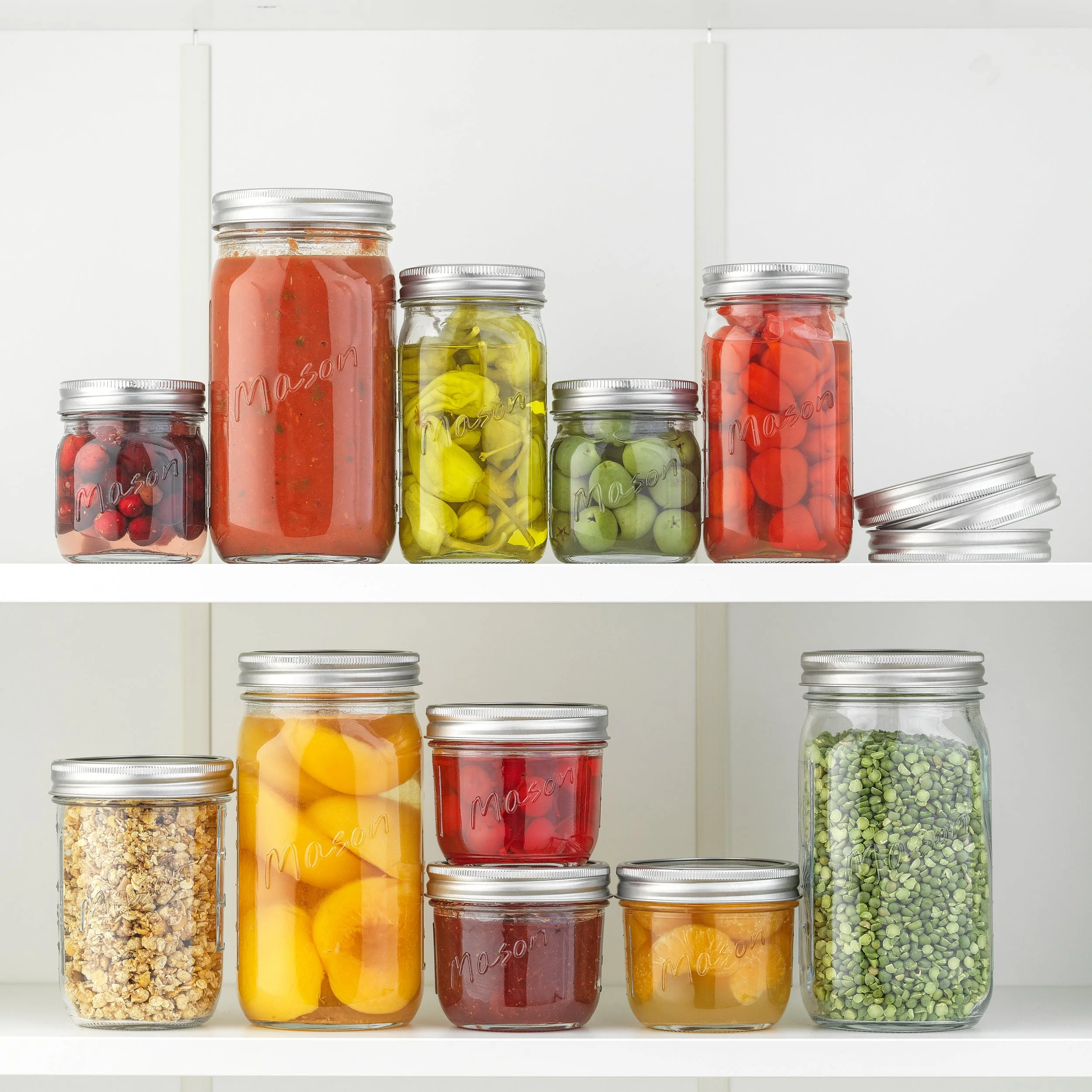 Wide Mouth Small Mason Jars with Airtight Lids, Labels and Measures - 8 oz - [Set of 6] Airtight Canning Jars, Glass Jar