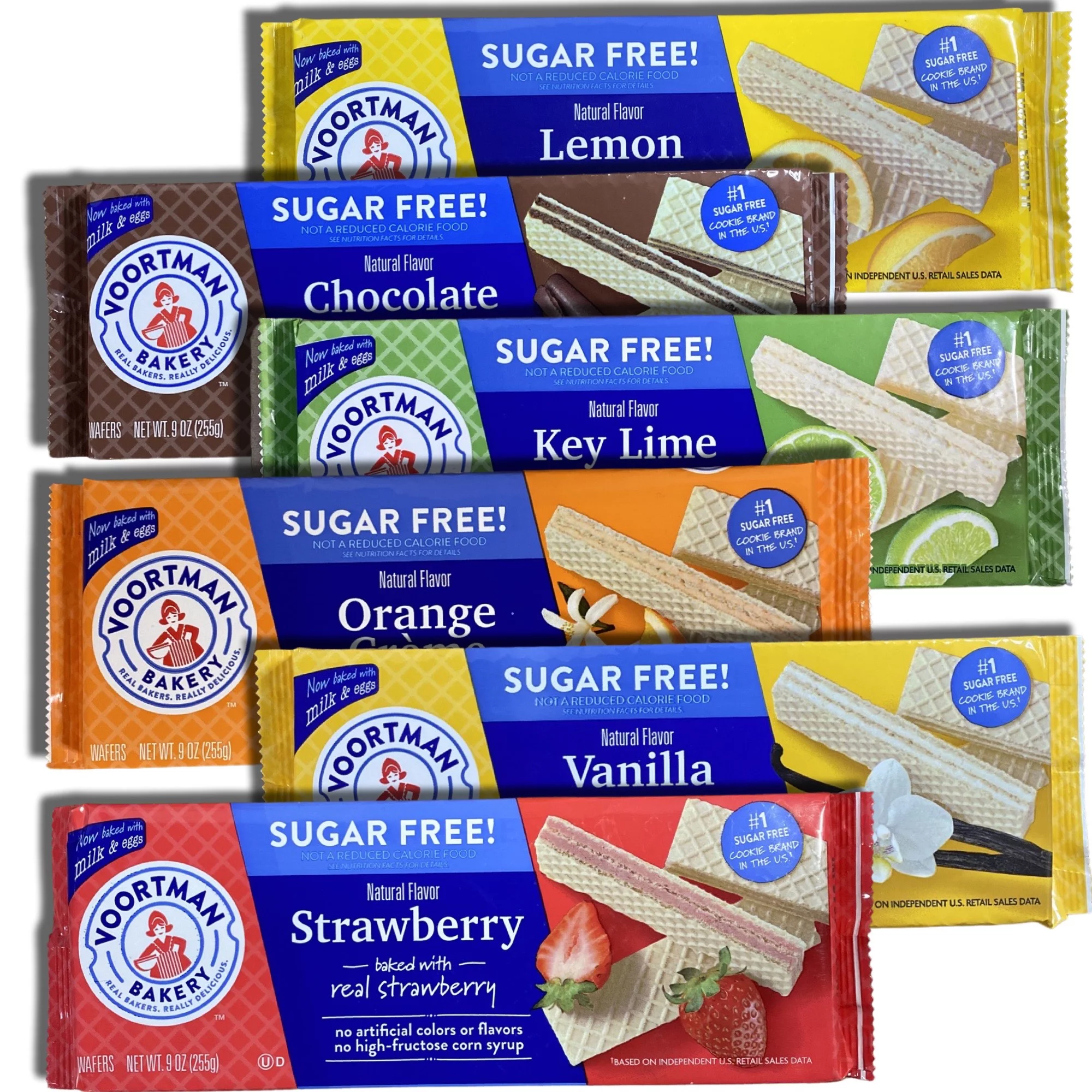 Tribeca Curations | Sugar Free Wafers by Voortman | 9 Ounce | 6 Unique Flavors (Chocolate, Lemon, Orange, Key Lime, Strawberry, Vanilla