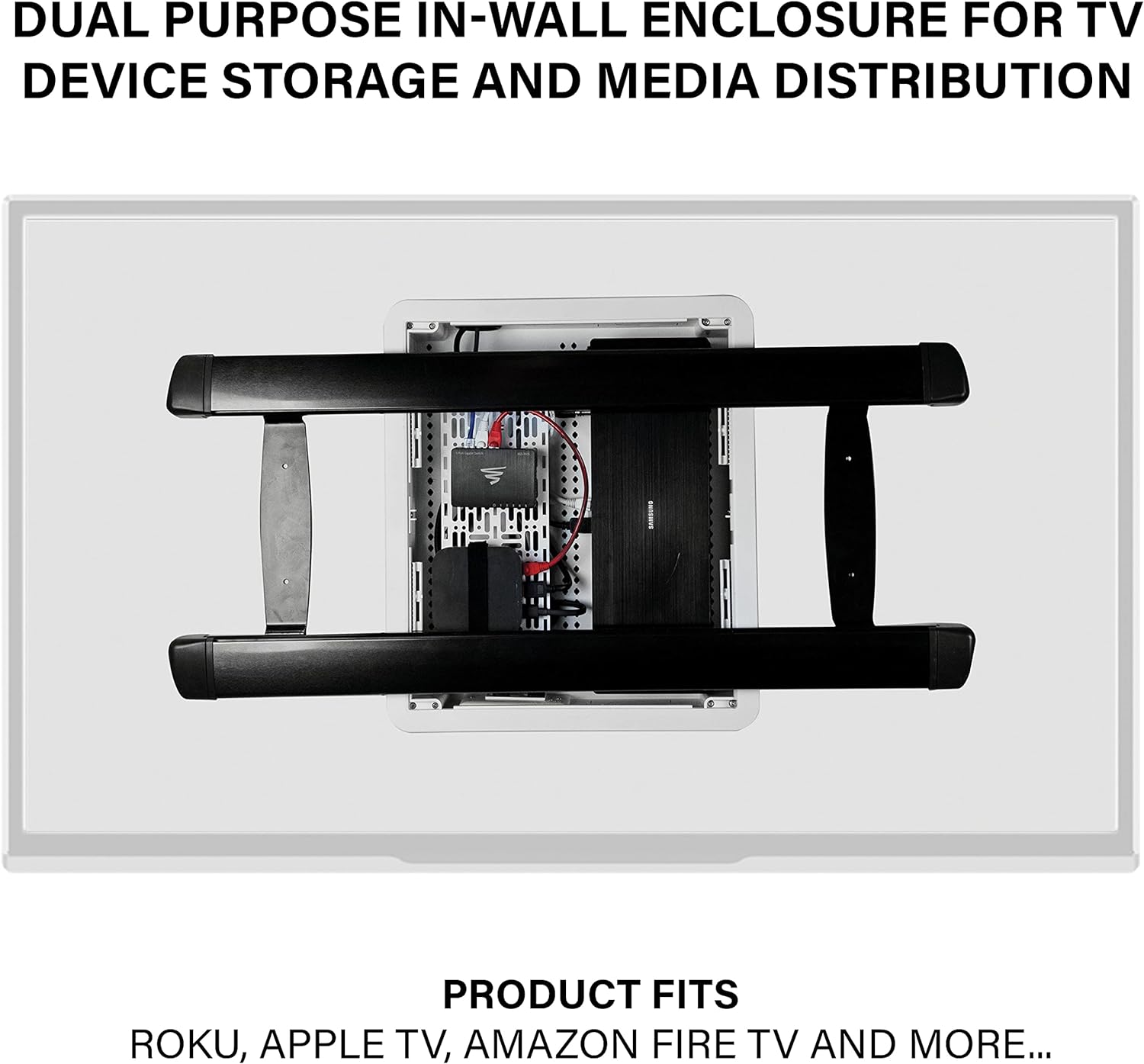 Legrand - OnQ Cable Management, Structured Media Enclosure, in-Wall Enclosure, TV Home Theater Box, Recessed Storage Box, Dual Purpose, 17 Inches, white (ENP1700-NA)