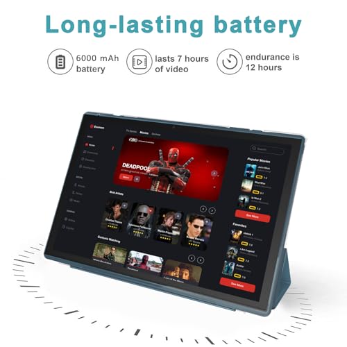 Tablet 10 Inch Android Tablet, 2 in 1 Tablets, Include Keyboard Mouse Case Stylus, 64GB ROM+8GB RAM 1TB expandable 2MP+8MP Dual cameras, 5G WIFI-6 Bluetooth 6000mAh Battery 10.1