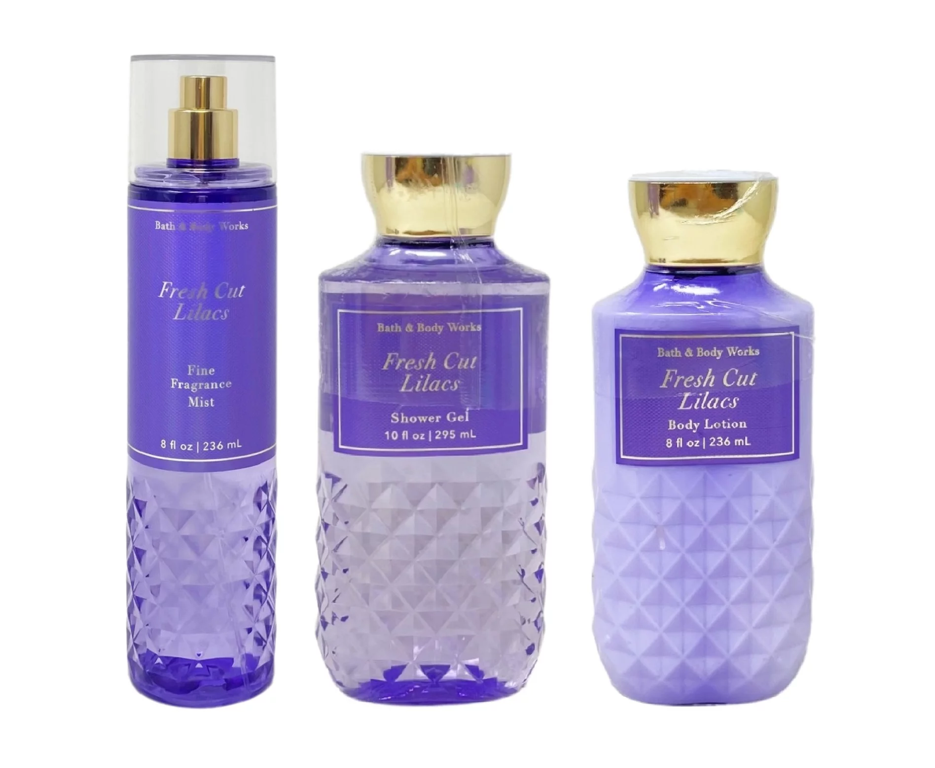 Bath and Body Works Fresh Cut Lilacs Trio Set - Fragrance Mist - Shower Gel - Body Lotion - Full Size