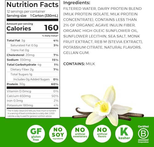 Orgain 30g High Protein Shake, Dairy Isolate Milk Protein, Chocolate Fudge, 6g BCAAs, 1g Sugar Per Serving, Meal Replacement, Ready to Drink, Keto Friendly, Gluten-Free 11 Fl Oz (Pack of 12)