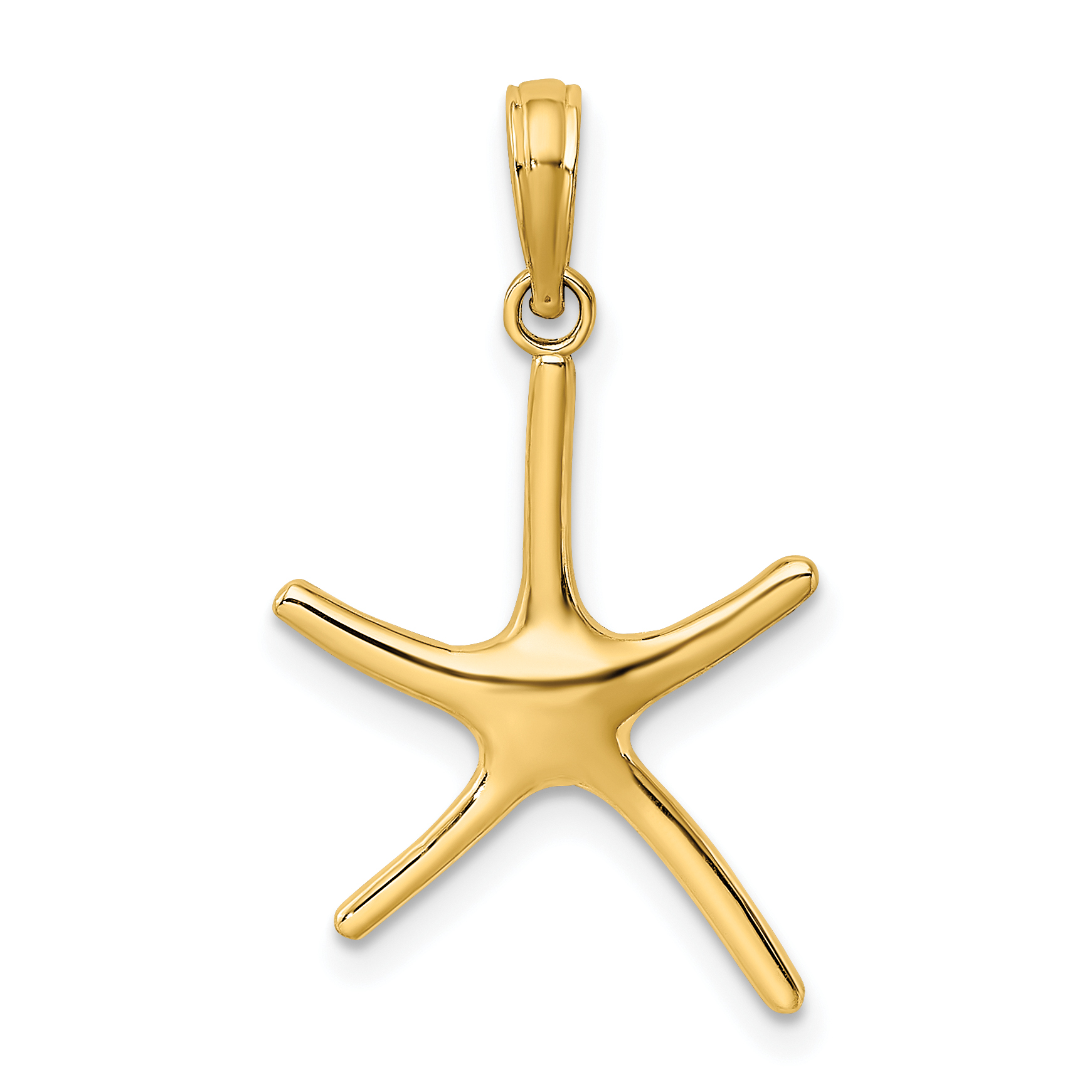Carat in Karats 10K Yellow Gold Dancing Starfish Pendant Charm (22.3mm x 15.5mm) With 14K Yellow Gold Lightweight Rope Chain Necklace 16''