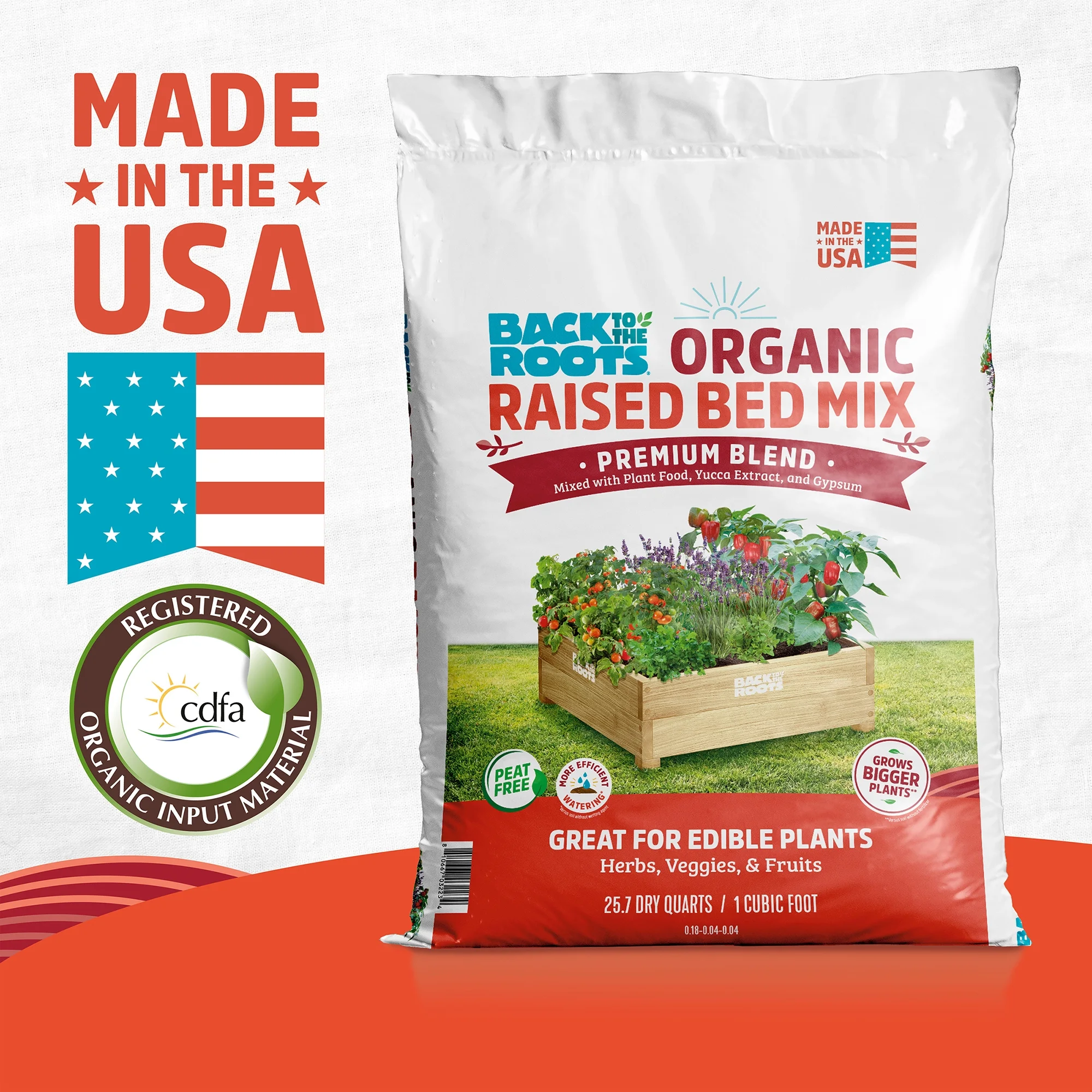 Back to the Roots Organic Raised Bed Mix Pallet, 60 1 cu. ft. bags, 1900lb