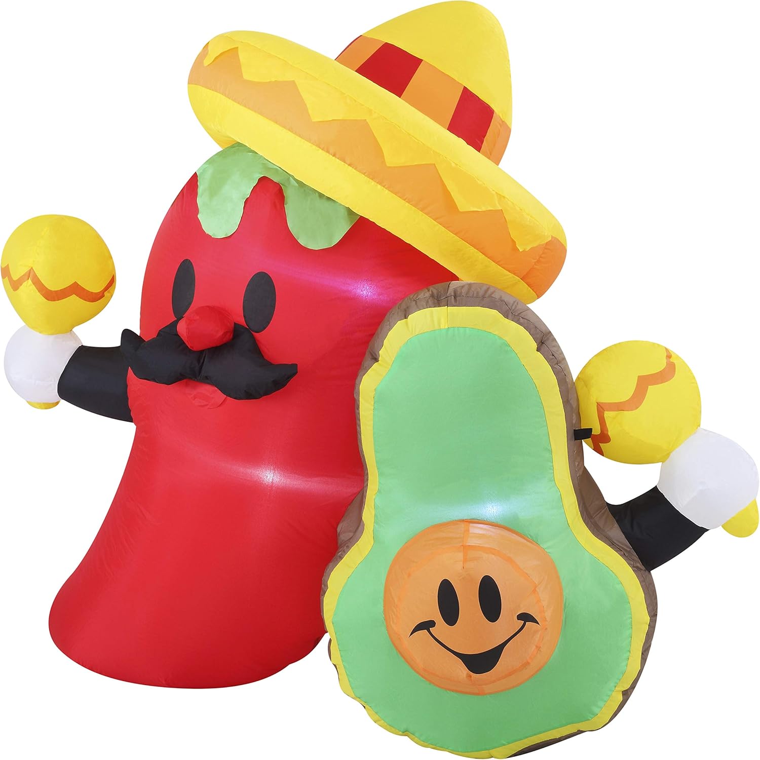 Cinco de Mayo Inflatable Decoration 6 FT Long Fiesta Avocado and Chili with Build-in LEDs Blow Up Inflatables for Holiday Party Indoor, Outdoor, Yard, Garden, Lawn Spring Decor.