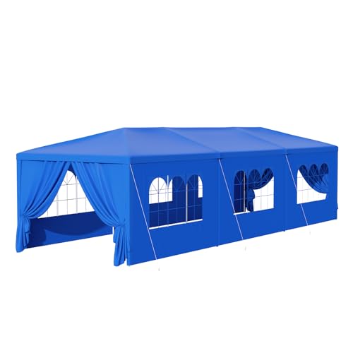 Outdoor Party Tent 10x30 Black Tents for Parties, Heavy Duty Gazebo Event Tents for Parties Canopy Shelter with 8 Removable Sidewalls Waterproof Party Wedding BBQ Events Tent for Parties