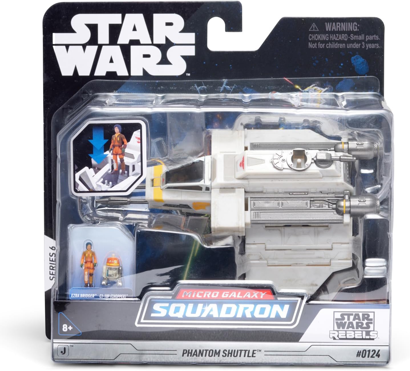 STAR WARS Micro Galaxy Squadron Phantom Shuttle - 5-Inch Vehicle with Folding Wings and Removable Hatch plus Two 1-Inch Micro Figure Accessories